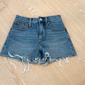 Madewell Blue Jean Shorts with Distressed Hem Size 23